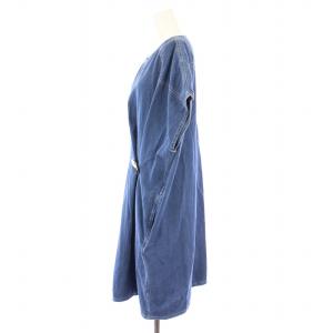 MM6 Maison Margiela デニムワンピース ひざ丈 フレンチスリーブ 半袖 クルーネック ボタン 42 紺 ネイビー /BB