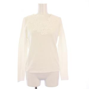 タグ付き 25SS レーステープコンビ Vネックプルオーバー カットソー 長袖 S 白 11-02-52-02208