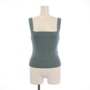 クリアコットンミドルゲージストラップビスチェ キャミソール リブニット ショート丈 38 青 ブルー 3910800205