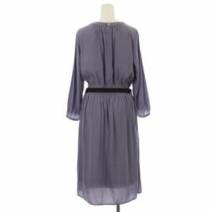 UNITED ARROWS closet story ワンピース シャツワンピ プリーツ ひざ丈 七分袖 ベルト 2WAY 紫 パープル