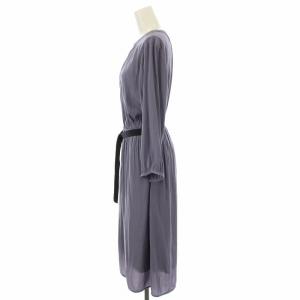 UNITED ARROWS closet story ワンピース シャツワンピ プリーツ ひざ丈 七分袖 ベルト 2WAY 紫 パープル
