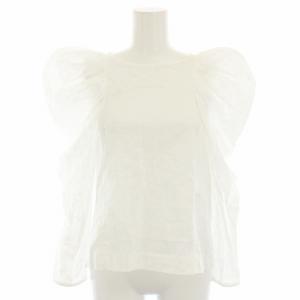 アイレットレースポインティショルダートップス シャツ ブラウス 長袖 カットワークレース 花柄 S 白