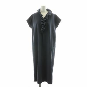 フリル襟フレンチスリーブワンピース ロング 2 ネイビー 30-11-54-911 /NQ