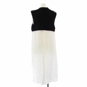LIMI feu ジレ ロングベスト フェイクレイヤード S 白 黒 LD-Y01-100 /TK