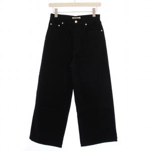 22AW ブラックスラブデニム フレアクロップドパンツ ジーンズ ジップフライ 34 黒 12-04-24-04102