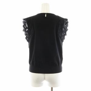 ANAYI 24SS レースレイヤードニット プルオーバー ノースリーブ 36 黒 ブラック 10241816650