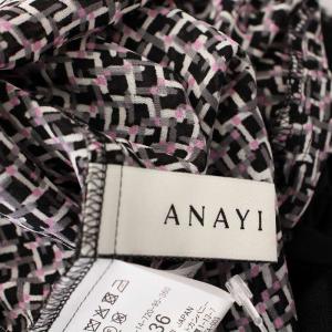 ANAYI 23ss スクエアジオメトリックプリントワンピース 10231714720 半袖 ロング ワンピース 36