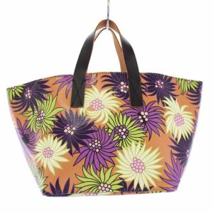 MARNI フラワーカフェバッグ トートバッグ ハンドバッグ 花柄 オレンジ 紫 /TK D