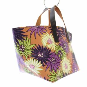 MARNI フラワーカフェバッグ トートバッグ ハンドバッグ 花柄 オレンジ 紫 /TK D