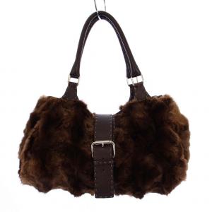 selleria セーブルファー ハンドバッグ ブラウン