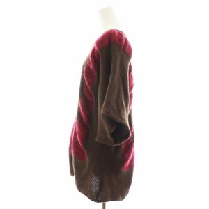 ISSEY MIYAKE ニット セーター 半袖 モヘヤ混 アンゴラ混 2 赤 レッド 茶 ブラウン IM13KN539 /AN29