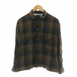 カジュアルシャツ チェック 長袖 S ブルー ブラウン 20-011-600-9010-1-0 /NQ