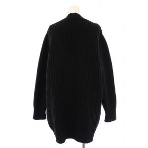 MARNI ニットカーディガン 長袖 Vネック ボア リブ 切替 編み込み カシミヤ ウール混 モヘヤ混 36 黒