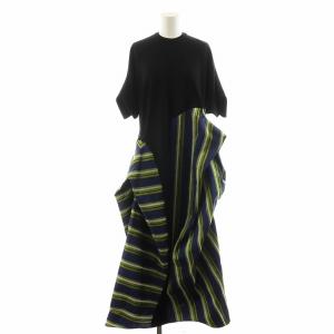 23AW マルチストライプドッキングワンピース 36 ブラック グリーン