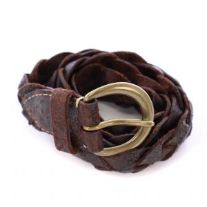 ベルト メッシュ レザー 編み込み 茶 ブラウン /BB