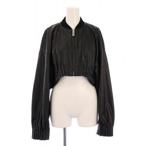 23AW フェイクレザージャケット ブルゾン アウター ショート丈 ジップアップ 38 黒 ブラック 522340102201