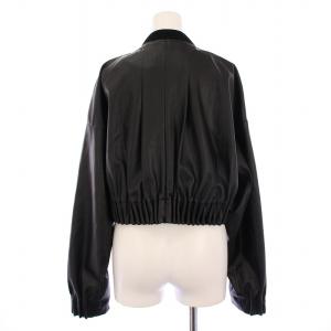 UN3D. 23AW フェイクレザージャケット ブルゾン アウター ショート丈 ジップアップ 38 黒 ブラック 522340102201