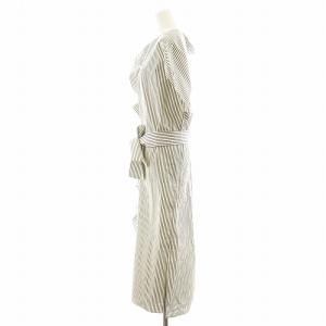 leur logette Cotton silk dress ワンピース ロング丈 ノースリーブ フリル ストライプ シルク混 絹