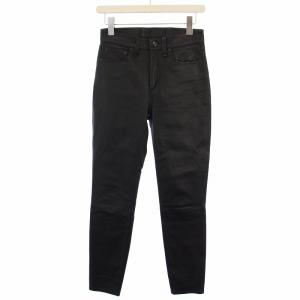スキニーパンツ アンクルパンツ ジップフライ レザー 25 黒 WAW19F70483448 /BM