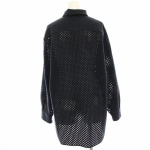 PAUL SMITH メッシュシャツ ブラウス ウール シアー 長袖 大きいサイズ 44 紺 ネイビー 107086 /HN