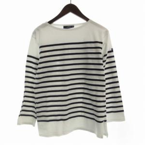 Tシャツ カットソー ボーダー ボートネック USA10 紺 ネイビー 白 ホワイト /RO