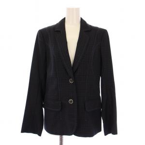 テーラードジャケット 総裏地 シングル 2B チェック柄 ウール 40 紺 /BM