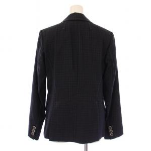 KENZO テーラードジャケット 総裏地 シングル 2B チェック柄 ウール 40 紺 /BM