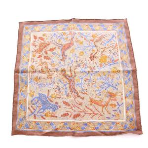 カレ45 PAVEMENT スカーフ 正方形 総柄 シルク 茶 ブラウン /BB OH