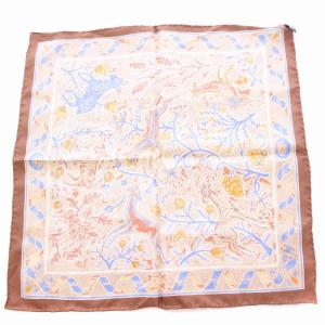 HERMES カレ45 PAVEMENT スカーフ 正方形 総柄 シルク 茶 ブラウン /BB OH