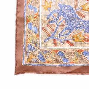 HERMES カレ45 PAVEMENT スカーフ 正方形 総柄 シルク 茶 ブラウン /BB OH