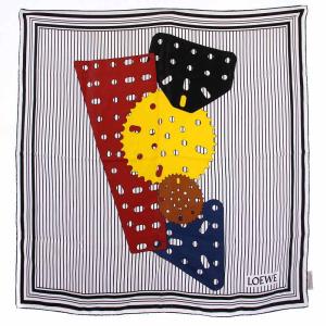 スカーフ 総柄 シルク イタリア製 白 黒 /BM OH