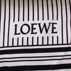 LOEWE スカーフ 総柄 シルク イタリア製 白 黒 /BM OH