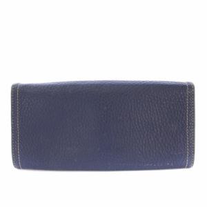 PRADA 長財布 二つ折り レザー ステッチ ネイビー /TK OF D