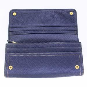 PRADA 長財布 二つ折り レザー ステッチ ネイビー /TK OF D