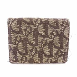 Christian Dior トロッター サドル 三つ折り財布 茶 ベージュ /TK OF D