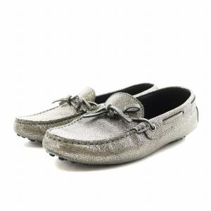 デッキシューズ リボン 37 シルバー色 /AN11
