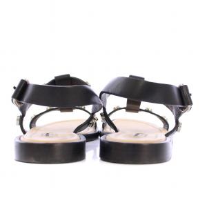 BALENCIAGA Tストラップサンダル フラット レザー スタッズ 装飾 37 黒 ブラック /BB