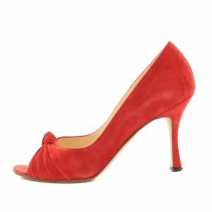 MANOLO BLAHNIK パンプス オープントゥ ハイヒール スエード 35.5 22.5cm 赤 レッド /YT