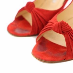 MANOLO BLAHNIK パンプス オープントゥ ハイヒール スエード 35.5 22.5cm 赤 レッド /YT