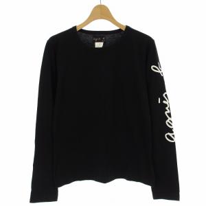 カットソー Tシャツ 袖プリント ロゴ 長袖 3 黒 ブラック /DK