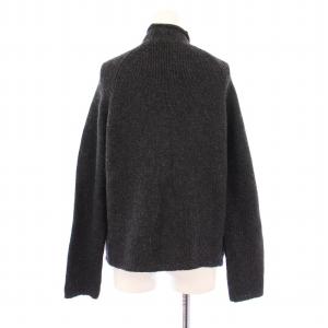 S Max Mara ニットジャケット アウター ハイネック ジップアップ ウール カシミヤ混 M チャコールグレー /BB