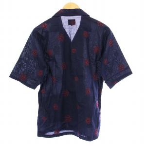Needles OPEN COLLAR SHIRT オープンカラーシャツ アロハシャツ 半袖 刺繍 S ネイビー GL211