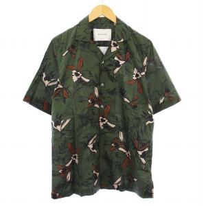 オープンカラーシャツ アロハシャツ 半袖 ボタニカル XS カーキ NABEN_GM 11872 /KH