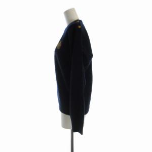 RALPH LAUREN ニット セーター プルオーバー 金ボタン ロゴ 刺繍 長袖 L 紺 ネイビー C-TK6427 /RO