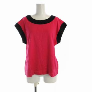 カットソー バイカラー 半袖 M ピンク 黒 ブラック SNF14-282 /RO