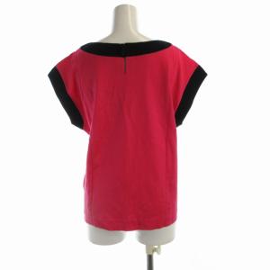 YVES SAINT LAURENT カットソー バイカラー 半袖 M ピンク 黒 ブラック SNF14-282 /RO