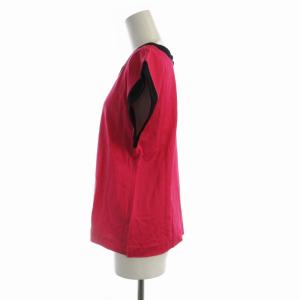 YVES SAINT LAURENT カットソー バイカラー 半袖 M ピンク 黒 ブラック SNF14-282 /RO