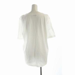 YVES SAINT LAURENT カットソー クルーネック ラインストーン ロゴ 半袖 L 白 ホワイト SN56-135 /RO