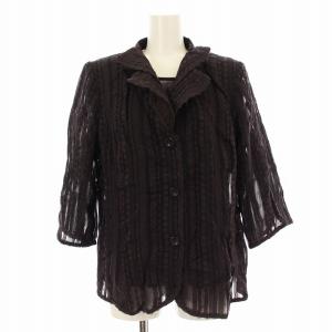 1101355 1101354 アンサンブル 2点セット ジャケット カットソー 七分袖 ストライプ 総柄