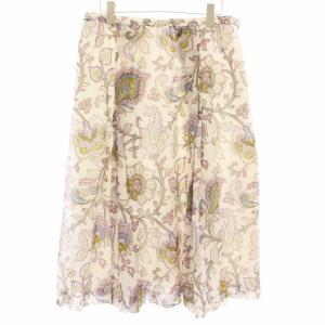 1901962 フレアスカート ミモレ ロング ペイズリー柄 プリント 大きいサイズ 13+ 白 ホワイト
